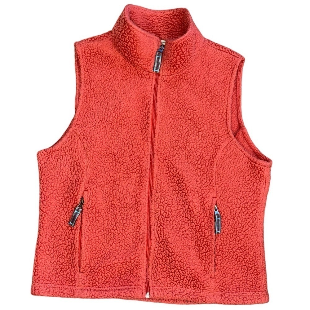 L. L. Bean Fleece Coral Fuzzy Sherpa Vest Womens M Outfoor Cozy Comfortable